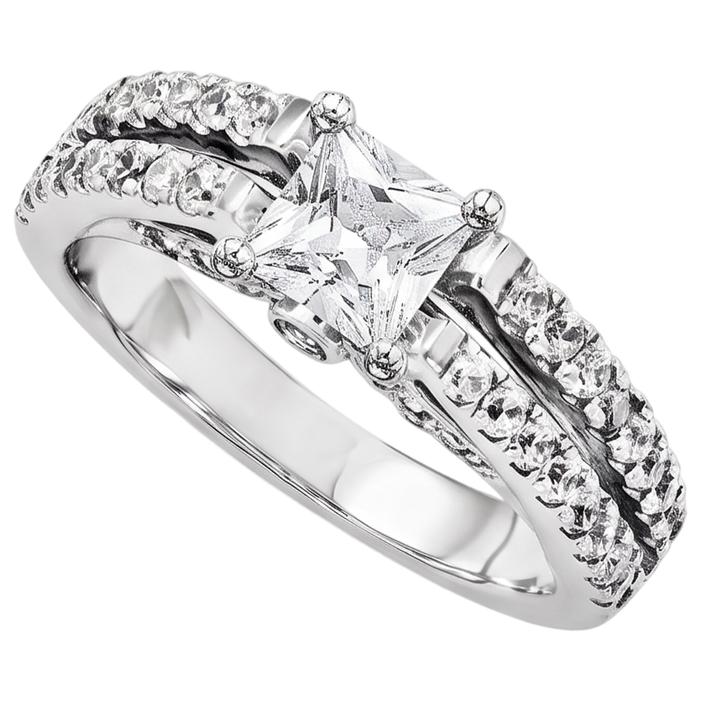 2 Carats Princess Cut Natural Earth Mined Diamond ( Not Lab Grown )  Engagement Ring White Gold 14K Jewelry