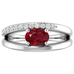 2 Carats Red Ruby With Natural Earth Mined Diamond ( Not Lab Grown )s Ring White Gold 14K