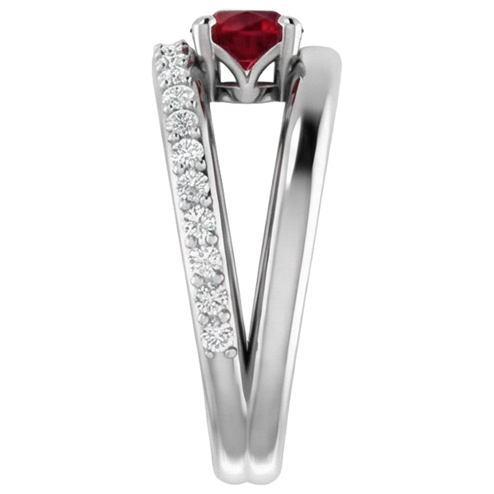 2 Carats Red Ruby With Natural Earth Mined Diamond ( Not Lab Grown )s Ring White Gold 14K