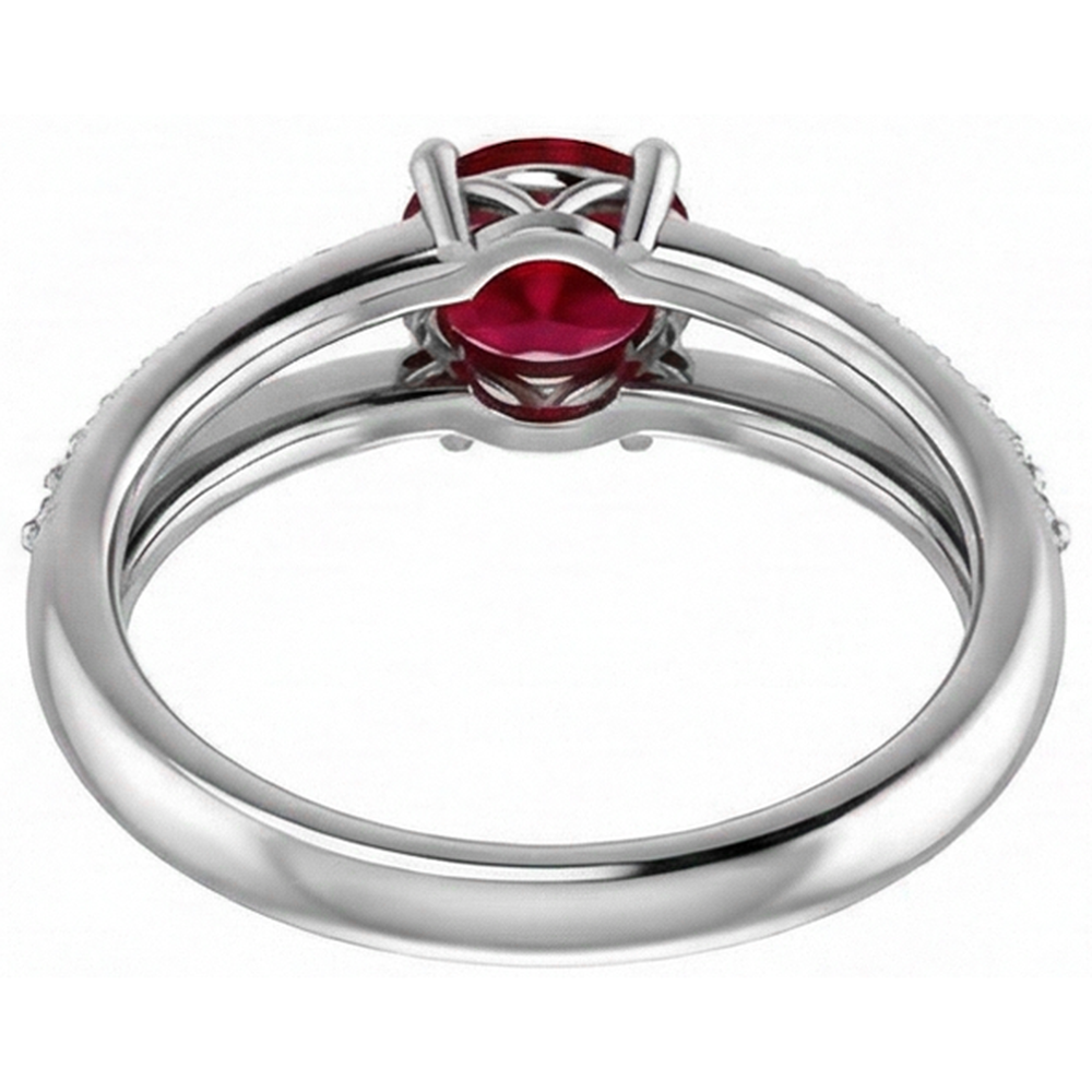 2 Carats Red Ruby With Natural Earth Mined Diamond ( Not Lab Grown )s Ring White Gold 14K