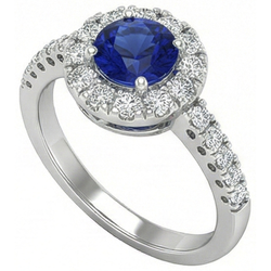Natural Sapphire Ring 2ct - White Gold 14K