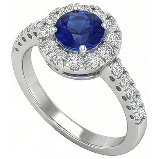 natural round sapphire 2ct ring front view