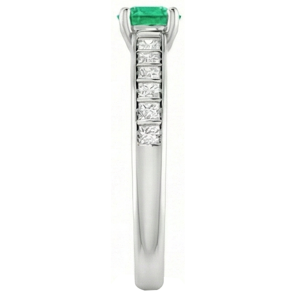 2 Carats Round Green Emerald Natural Earth Mined Diamond ( Not Lab Grown ) Ring White Gold 14K