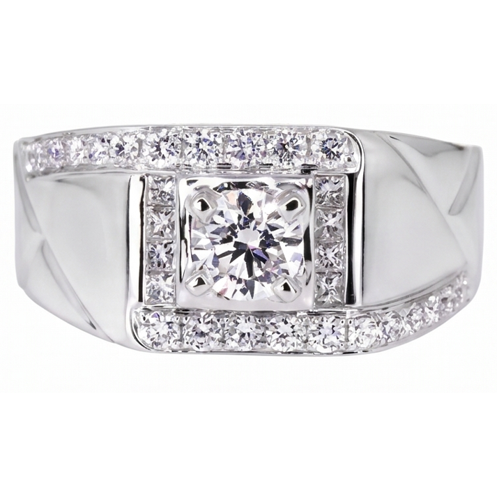 2 Carats Round Real Natural Earth Mined Diamond ( Not Lab Grown ) Men's Anniversary Ring White Gold 14K Jewelry