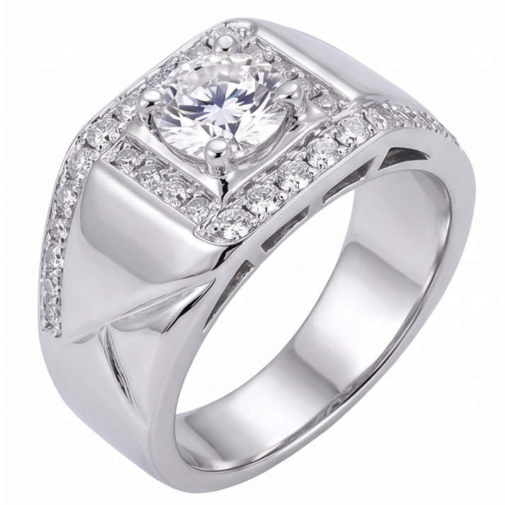 2 Carats Round Real Natural Earth Mined Diamond ( Not Lab Grown ) Men's Anniversary Ring White Gold 14K Jewelry