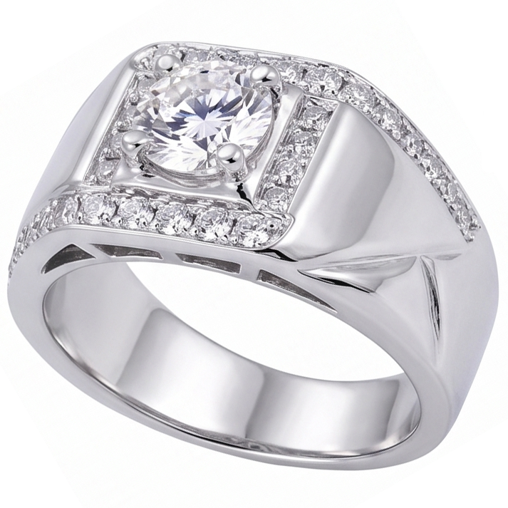 2 Carats Round Real Natural Earth Mined Diamond ( Not Lab Grown ) Men's Anniversary Ring White Gold 14K Jewelry