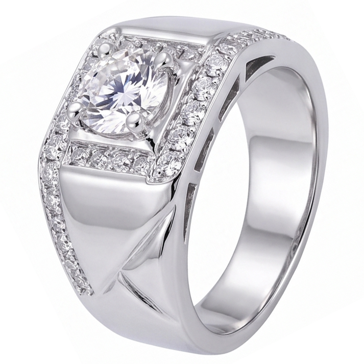 2 Carats Round Real Natural Earth Mined Diamond ( Not Lab Grown ) Men's Anniversary Ring White Gold 14K Jewelry