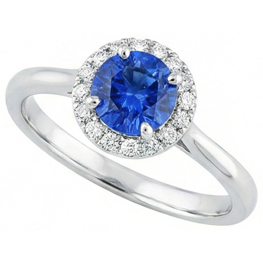 natural round sapphire 2ct ring side angle