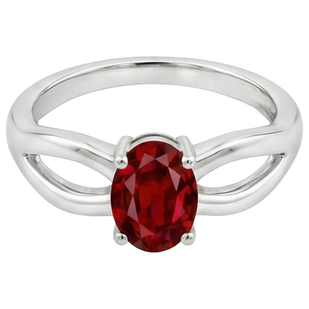natural oval ruby 2ct ring side angle