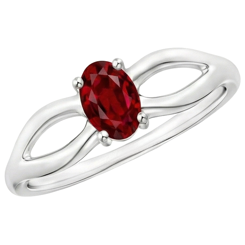 natural oval ruby 2ct ring profile view
