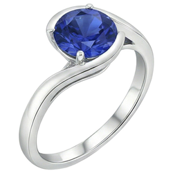 2 Carats Solitaire Ring Ceylon Sapphire Tension Style Gold Jewelry