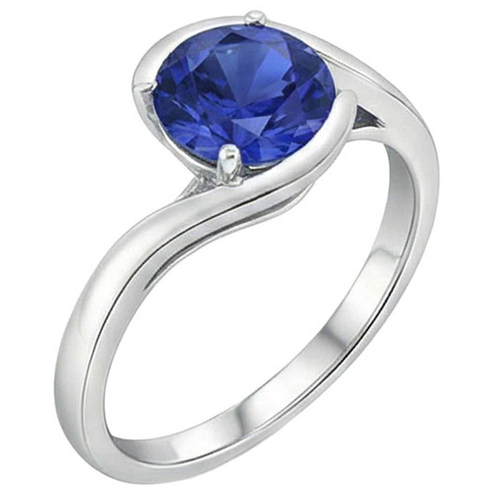 2 Carats Solitaire Ring Ceylon Sapphire Tension Style Gold Jewelry