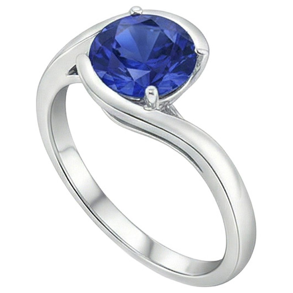 2 Carats Solitaire Ring Ceylon Sapphire Tension Style Gold Jewelry