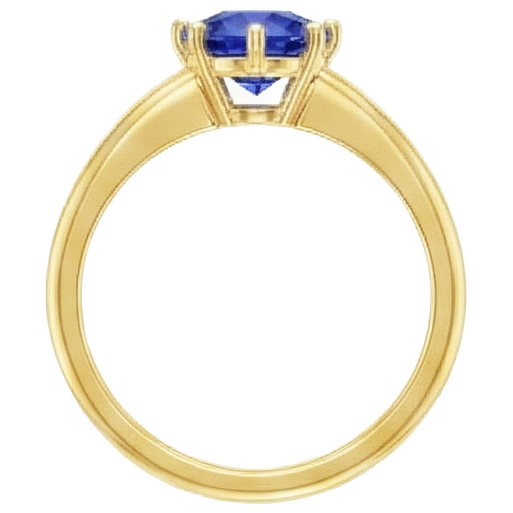 natural round sapphire 2ct ring on white background