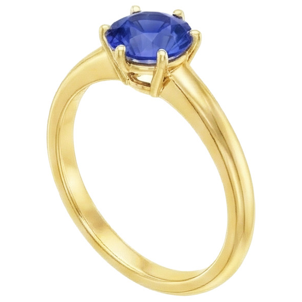 natural round sapphire 2ct ring close up detail