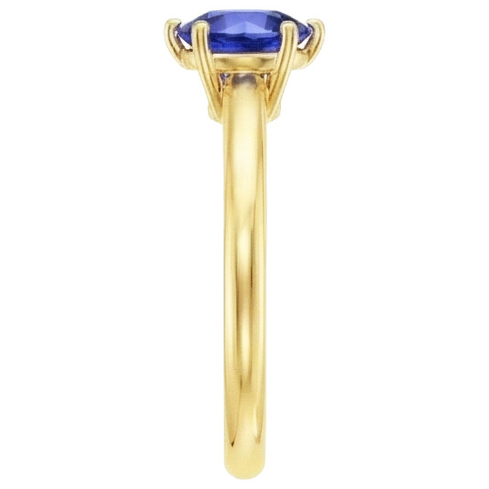 natural round sapphire 2ct ring profile view