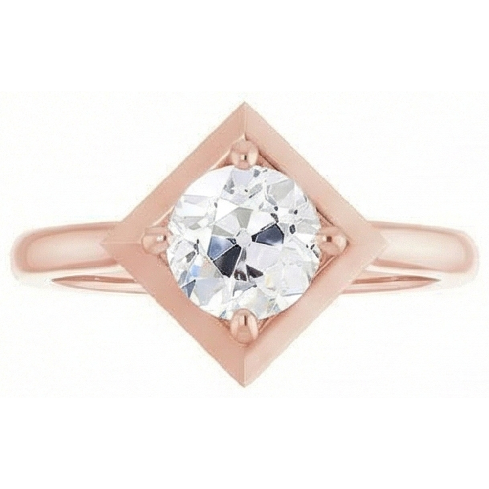 natural round diamond 2ct ring top view