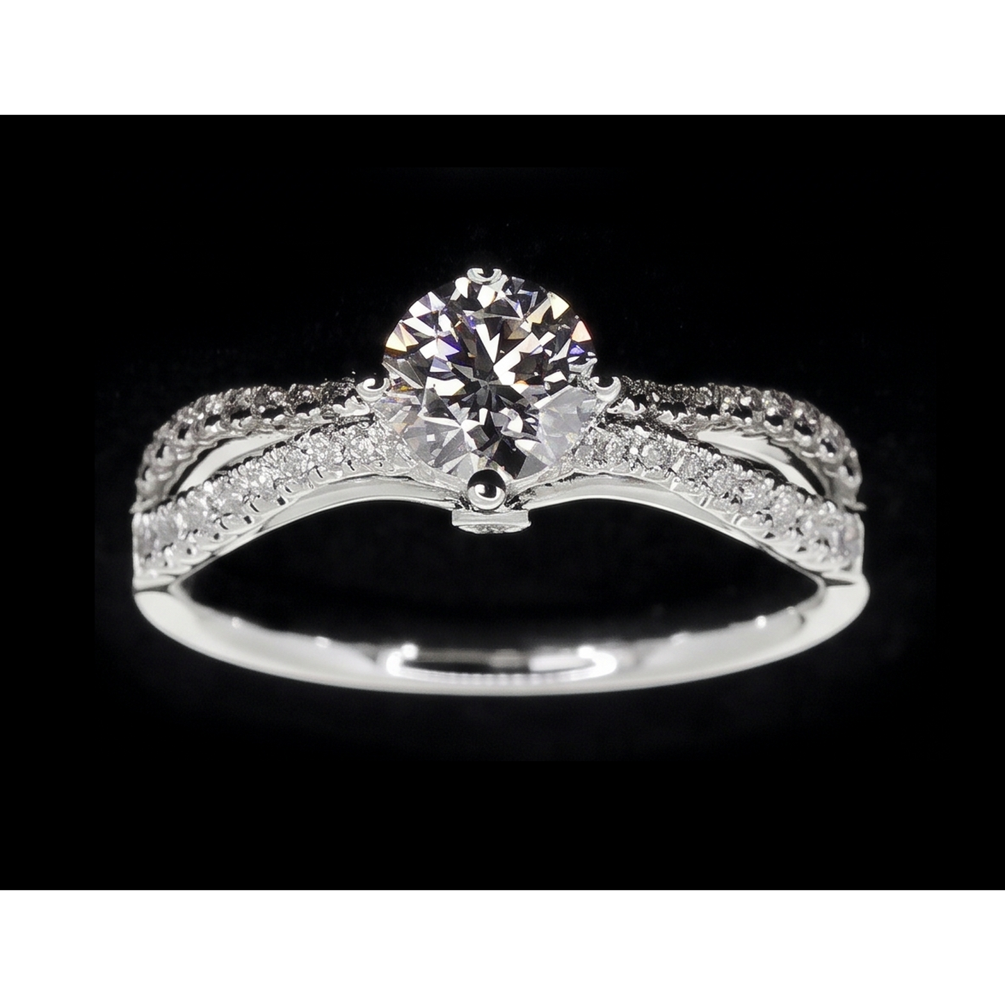 2 Carats Split Shank Engagement Ring Round Natural Earth Mined Diamond ( Not Lab Grown ) White Gold 14K