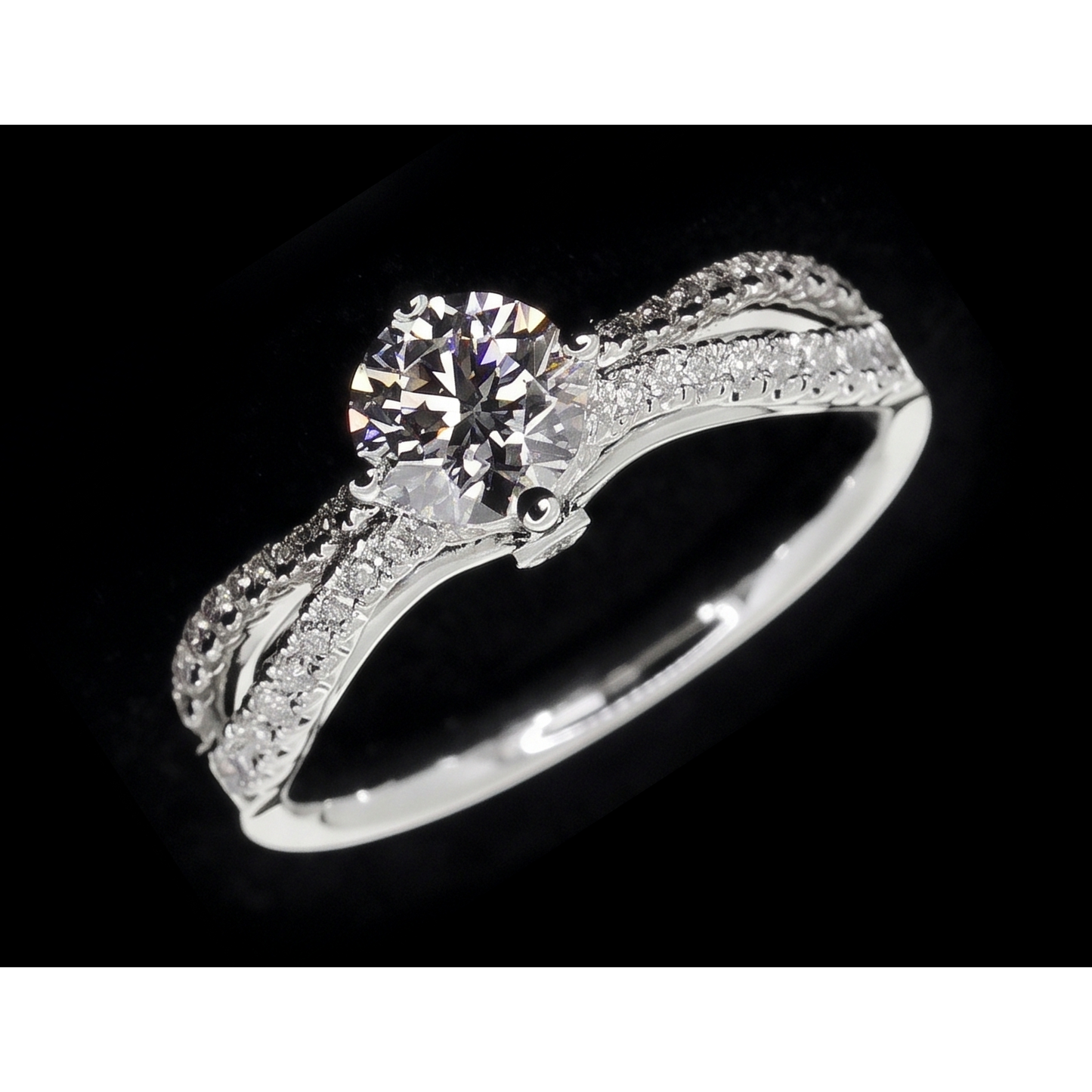 2 Carats Split Shank Engagement Ring Round Natural Earth Mined Diamond ( Not Lab Grown ) White Gold 14K