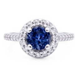 2 Ct. Blue Halo Natural Earth Mined Diamond ( Not Lab Grown )  Gemstone Ring White Gold