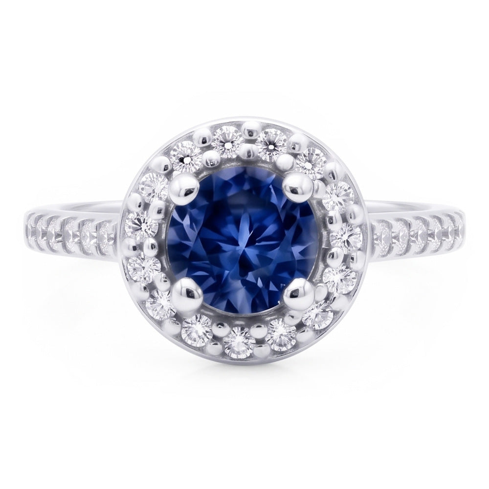 2 Ct. Blue Halo Natural Earth Mined Diamond ( Not Lab Grown )  Gemstone Ring White Gold