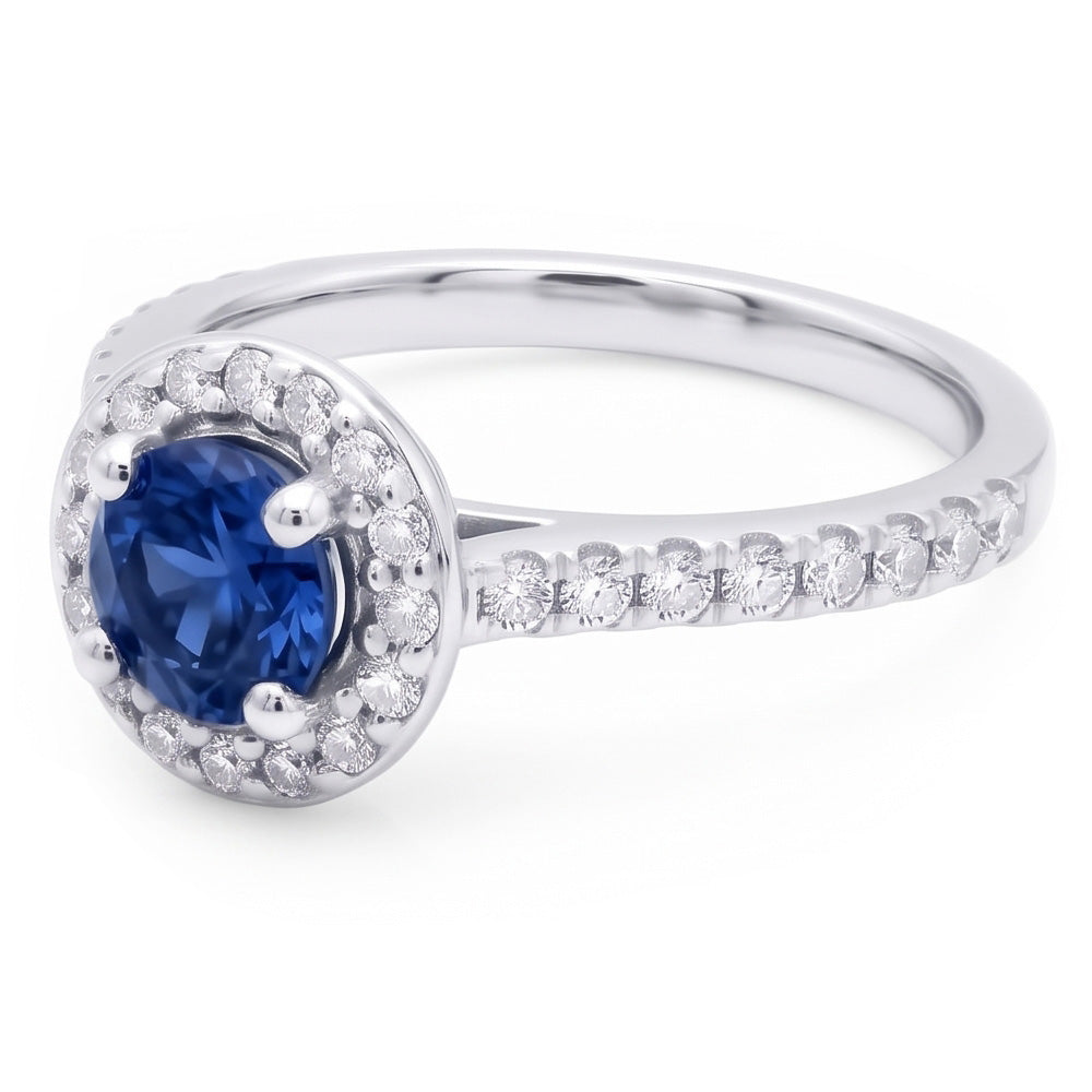 2 Ct. Blue Halo Natural Earth Mined Diamond ( Not Lab Grown )  Gemstone Ring White Gold