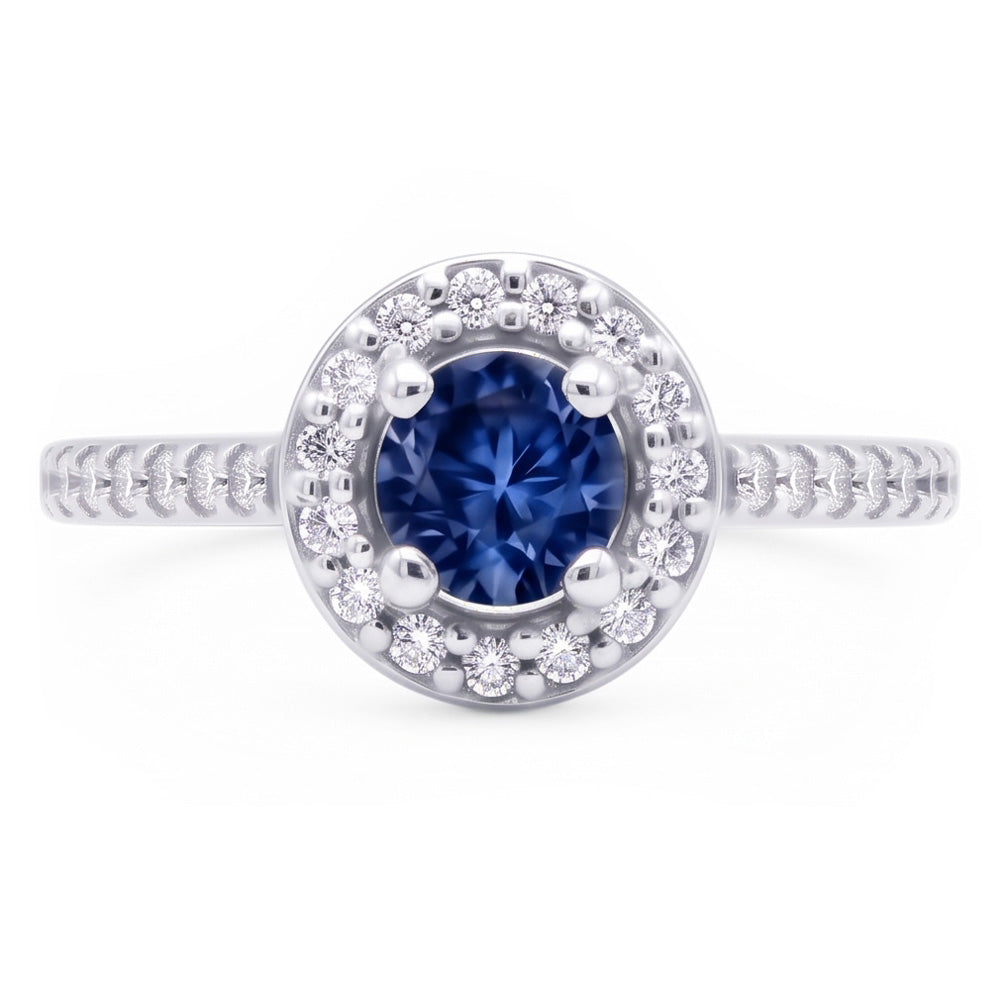 2 Ct. Blue Halo Natural Earth Mined Diamond ( Not Lab Grown )  Gemstone Ring White Gold