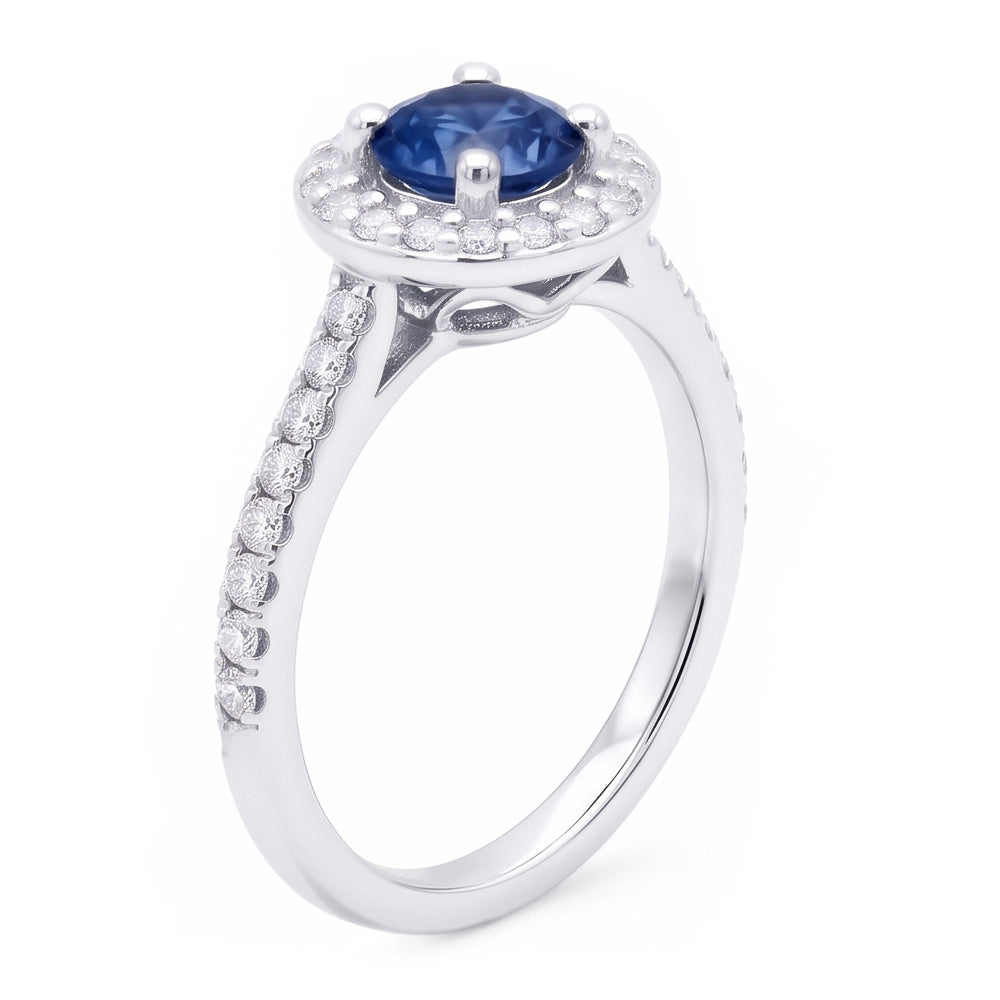 2 Ct. Blue Halo Natural Earth Mined Diamond ( Not Lab Grown )  Gemstone Ring White Gold