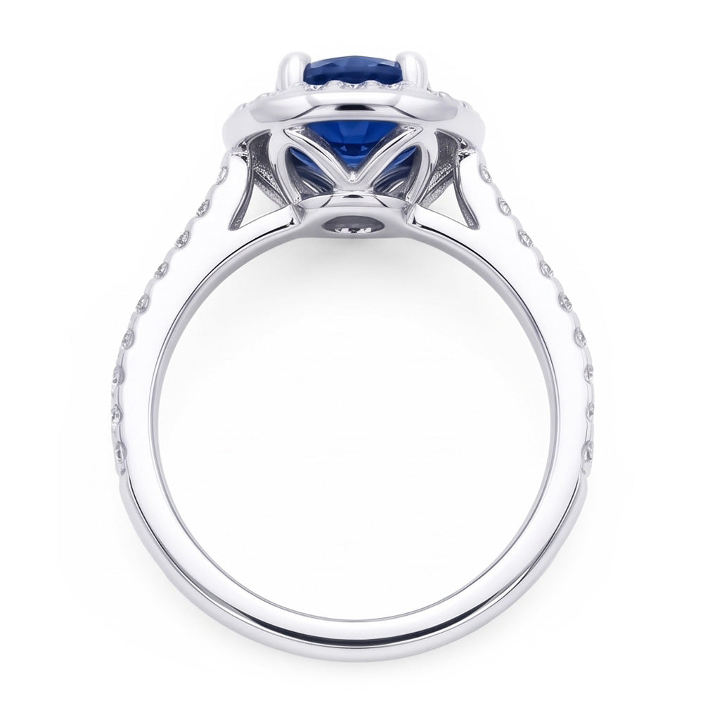 2 Ct. Blue Halo Natural Earth Mined Diamond ( Not Lab Grown )  Gemstone Ring White Gold