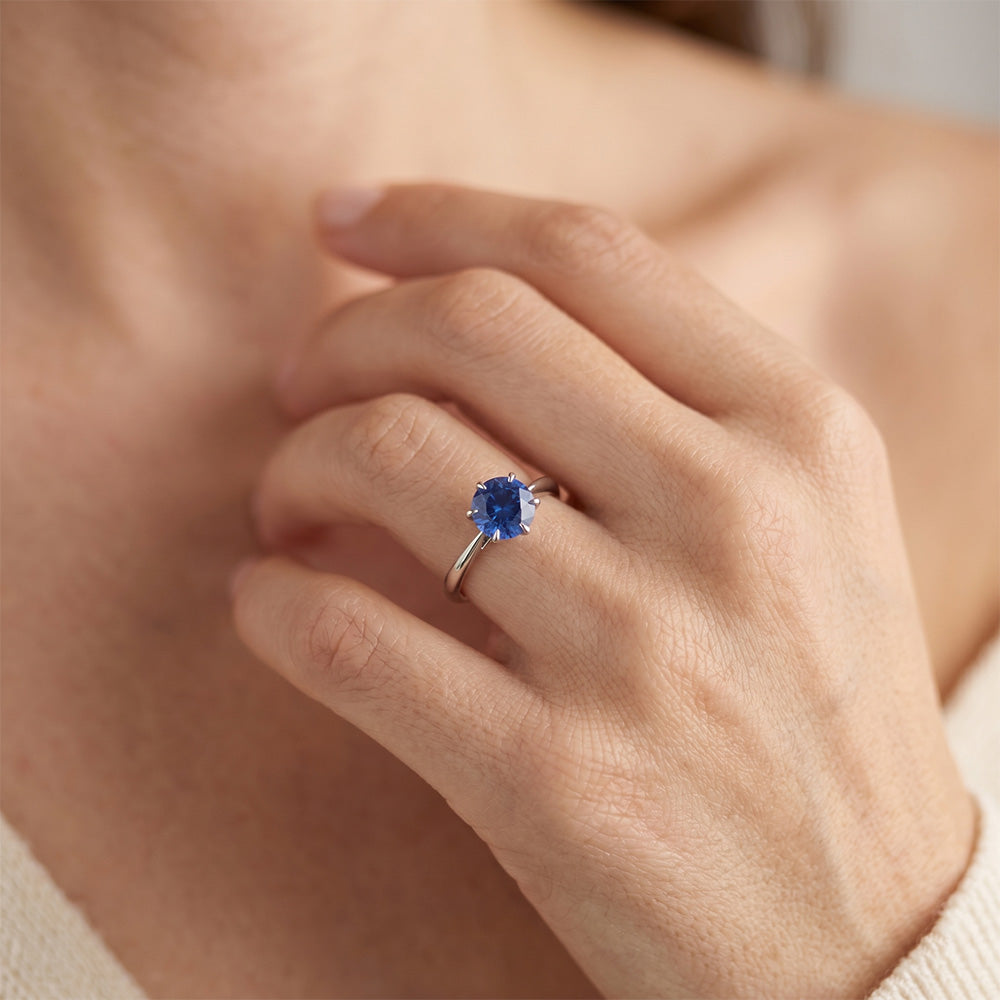 2 Ct Genuine Sapphire Solitaire Ring