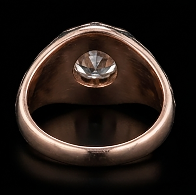 2 Ct Gypsy Solitaire Men’s Ring Round Real Old Miner Natural Earth Mined Diamond ( Not Lab Grown ) Flower Style