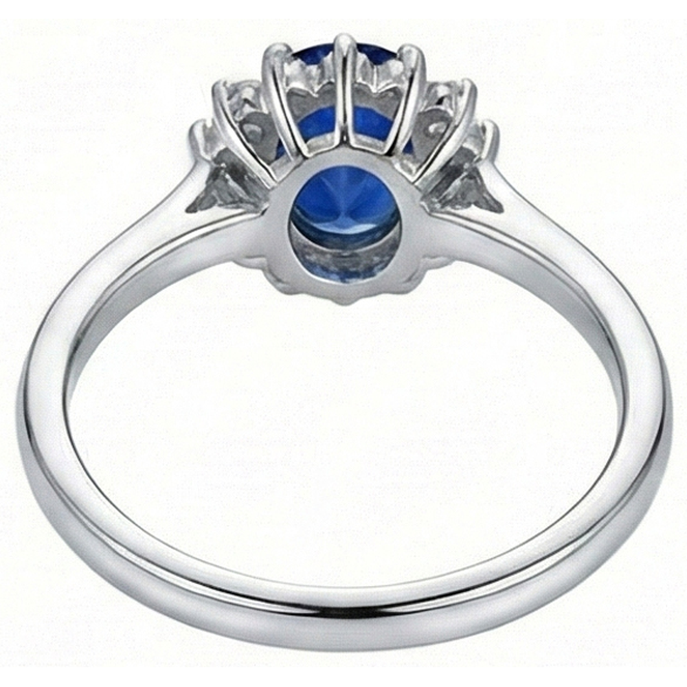 2 Ct Oval Cut Ceylon Sapphire And Natural Earth Mined Diamond Ring White Gold 14K