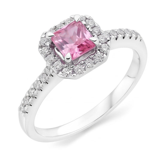 2 Ct Pink Sapphire And Natural Earth Mined Diamond ( Not Lab Grown ) Ring 14K White Gold