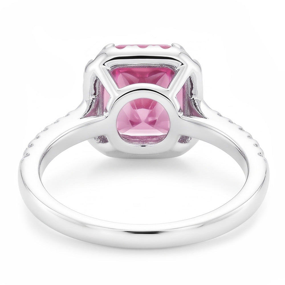 2 Ct Pink Sapphire And Natural Earth Mined Diamond ( Not Lab Grown ) Ring 14K White Gold