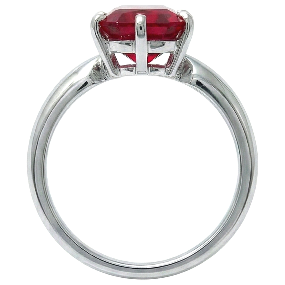 2 Ct Prong Set Radiant Red Ruby White Gold 14K Solitaire Ring