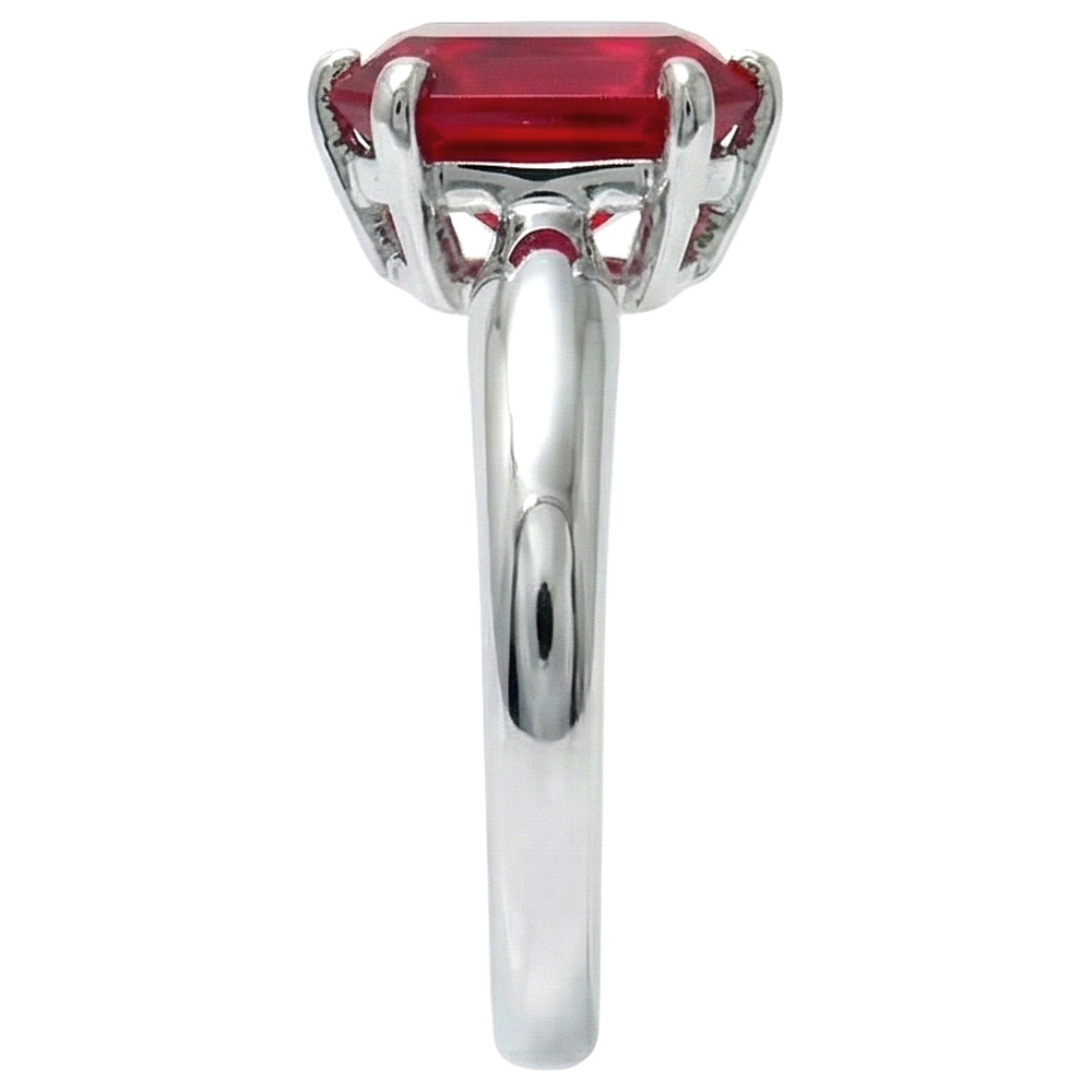 2 Ct Prong Set Radiant Red Ruby White Gold 14K Solitaire Ring