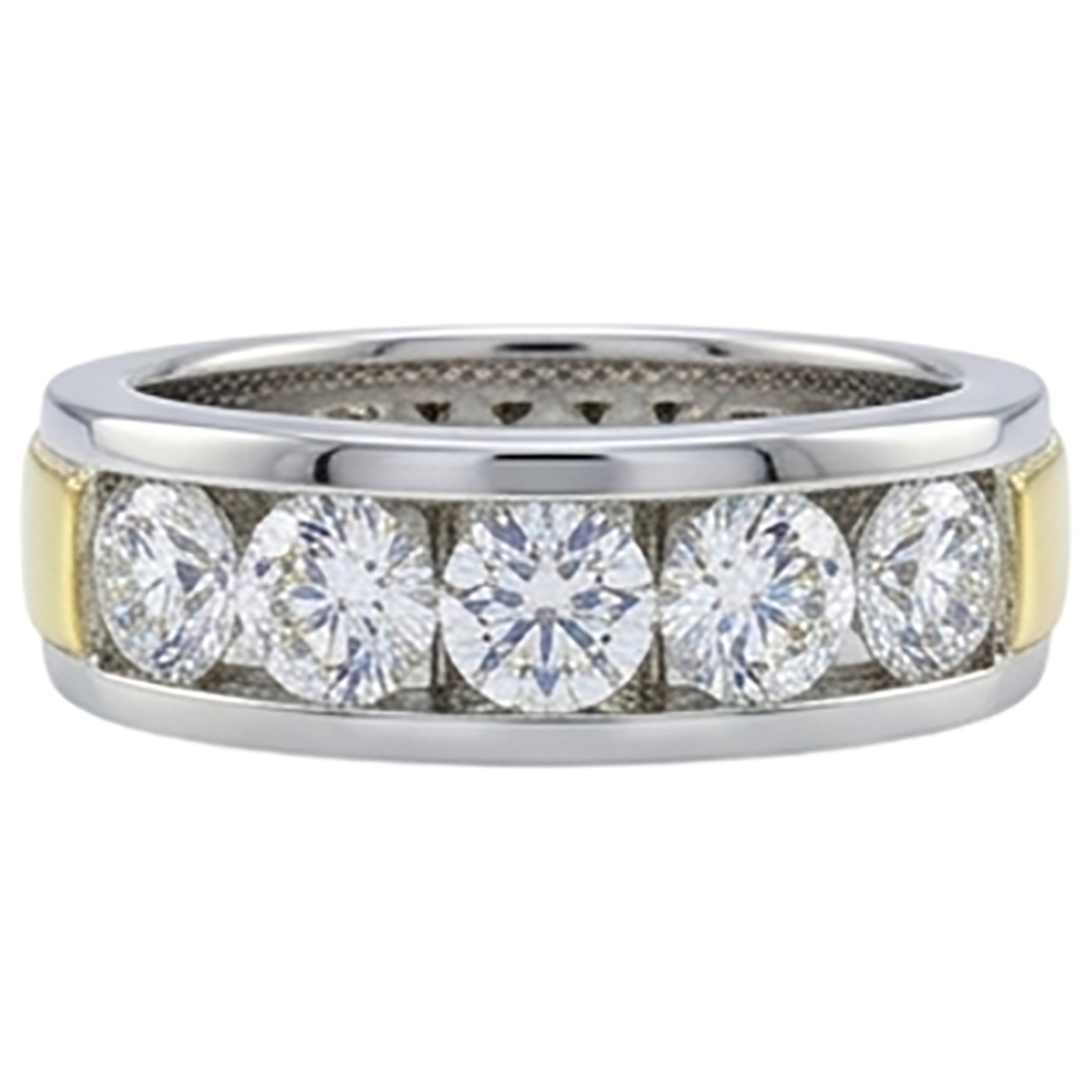 2 Ct Round Cut Natural Earth Mined Diamond ( Not Lab Grown )  Men's Band Jewelry New