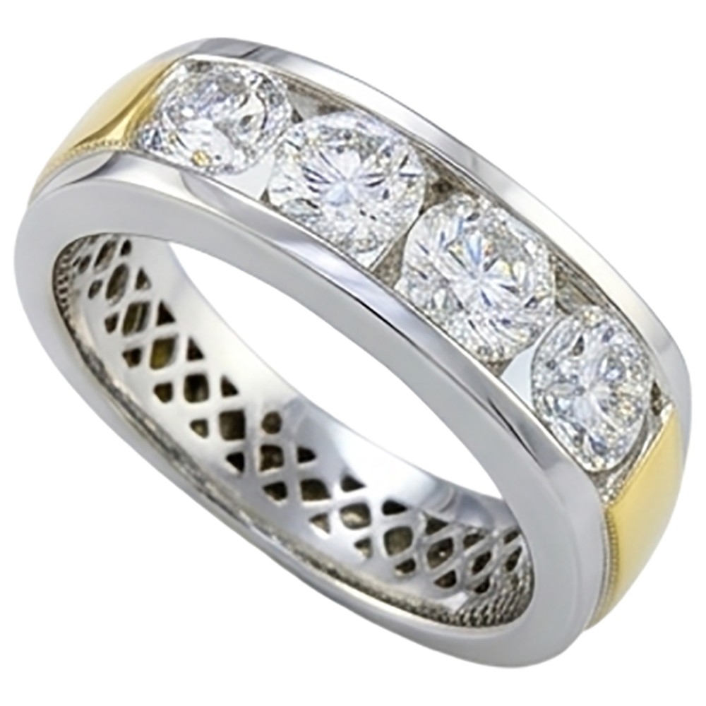 2 Ct Round Cut Natural Earth Mined Diamond ( Not Lab Grown )  Men's Band Jewelry New