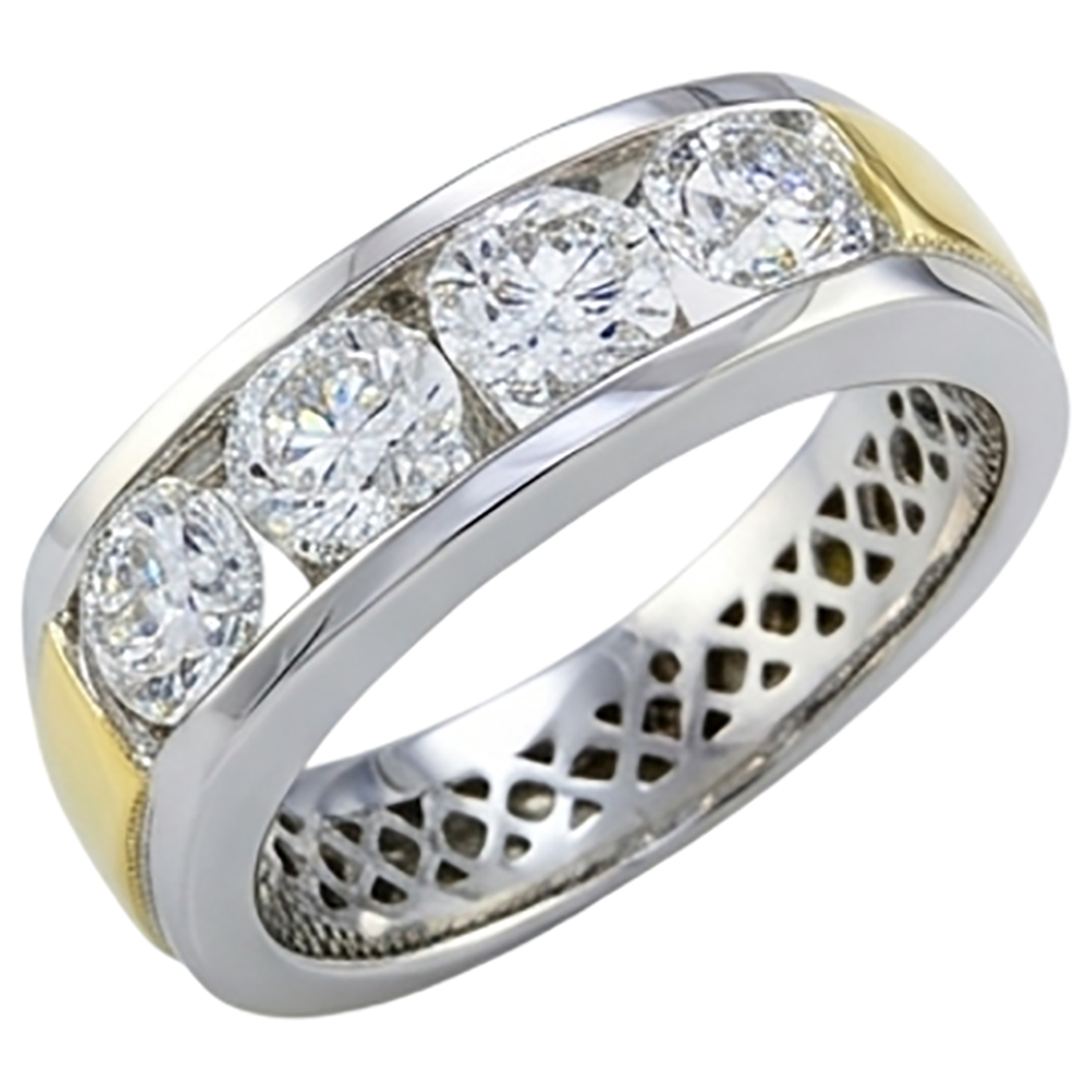 2 Ct Round Cut Natural Earth Mined Diamond ( Not Lab Grown )  Men's Band Jewelry New