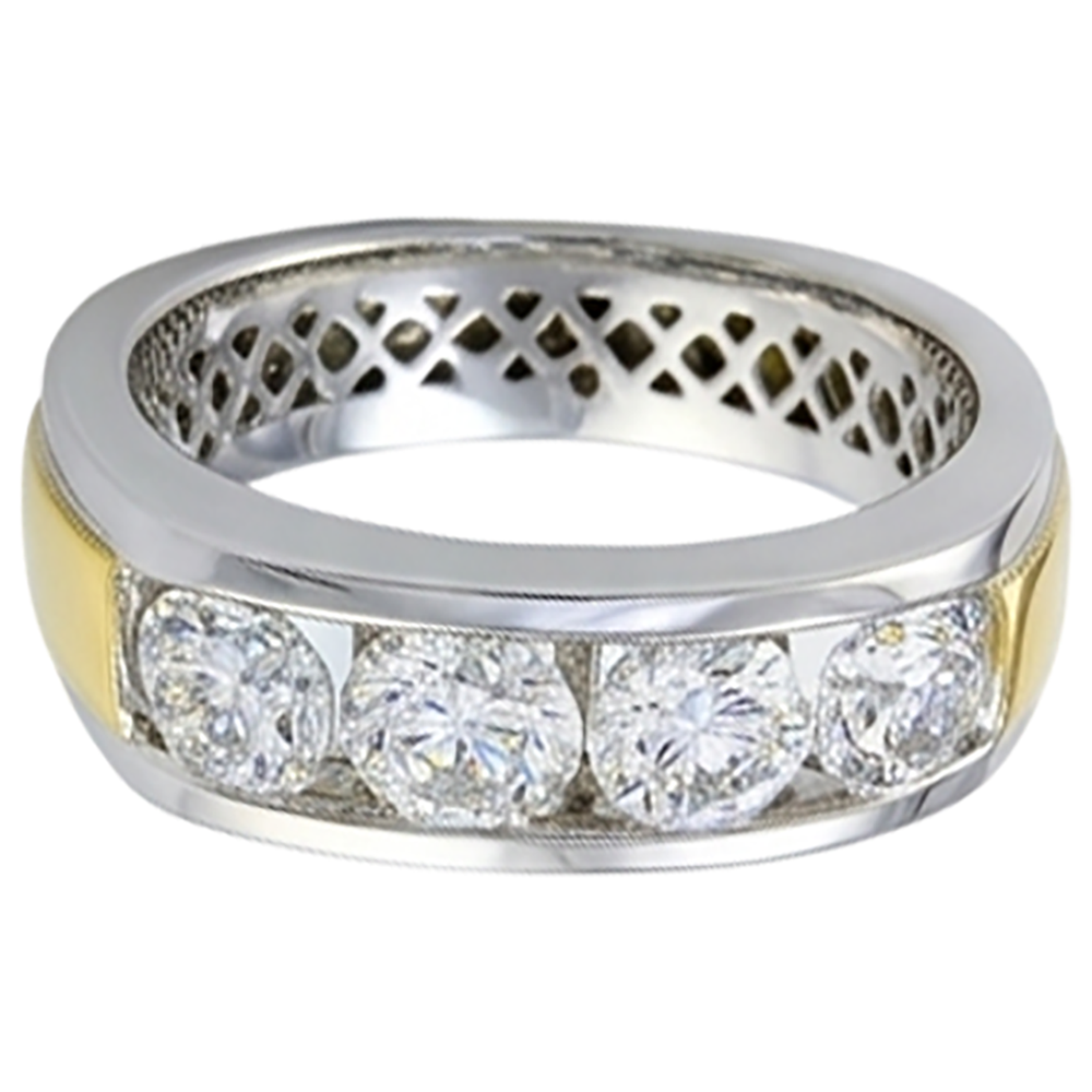 2 Ct Round Cut Natural Earth Mined Diamond ( Not Lab Grown )  Men's Band Jewelry New