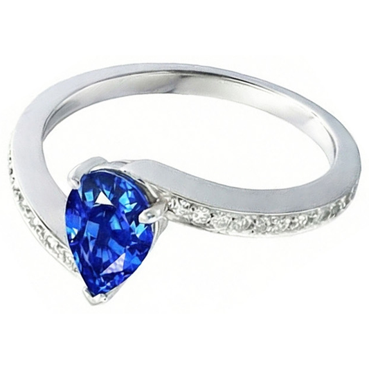 natural round sapphire 2ct ring front view