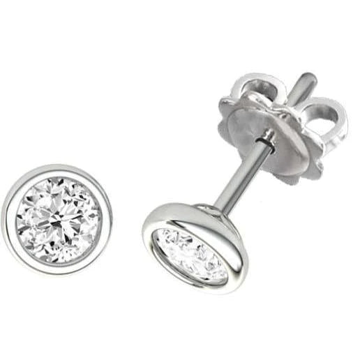 2.00 Carats Genuine Diamonds Ladies Studs Earrings Gold White 14K