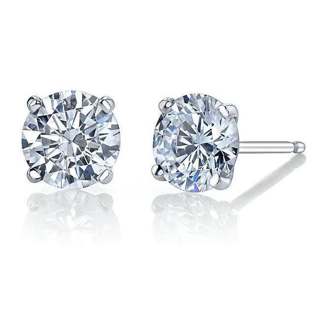 2.00 Carats Genuine Diamonds Women Studs Earrings 14K White Gold