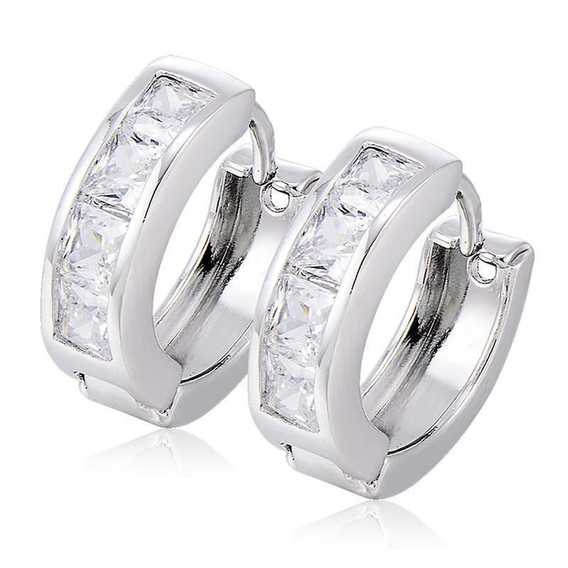 2.00 Carats Princess Cut Real Diamonds Hoop Earrings White Gold 14K - Hoop Earrings-harrychadent.ca