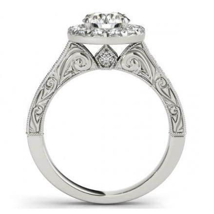 2.00 Carats Round Antique Style Halo Genuine Diamonds Ring White  Gold 14K