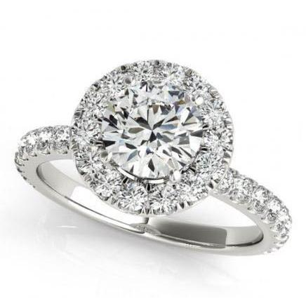 2.00 Carats Round Genuine Diamonds Halo Ring Solid Gold 14K