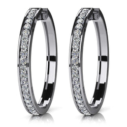 2.00 Carats Small Round Cut Real Natural Earth Mined Diamonds Hoop Earrings 14K Gold White