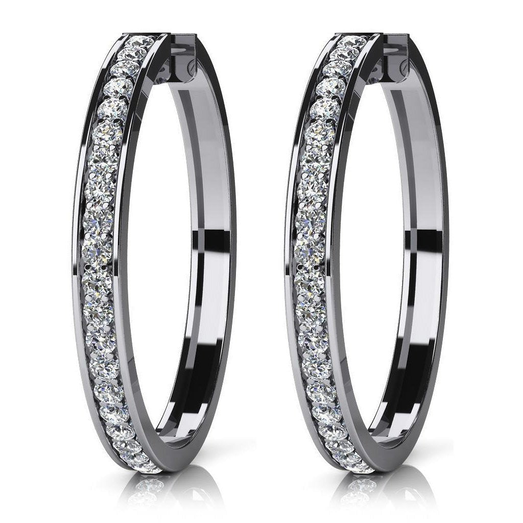 2.00 Carats Small Round Cut Real Diamonds Hoop Earrings 14K Gold White - Hoop Earrings-harrychadent.ca