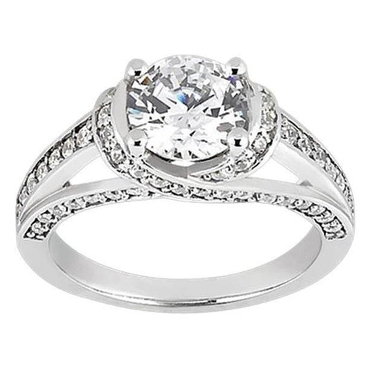 2.01 Carat Genuine Diamond Anniversary Solitaire Ring With Accents White Gold 14K