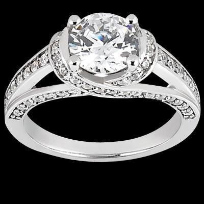 2.01 Carat Genuine Diamond Anniversary Solitaire Ring With Accents White Gold 14K